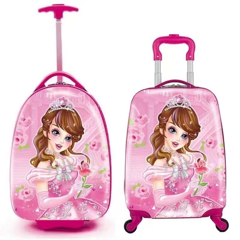 男の子 の 女の子 の 子供 の 荷物 を 運ぶ 子供 4 輪 の ローリング スーツケース