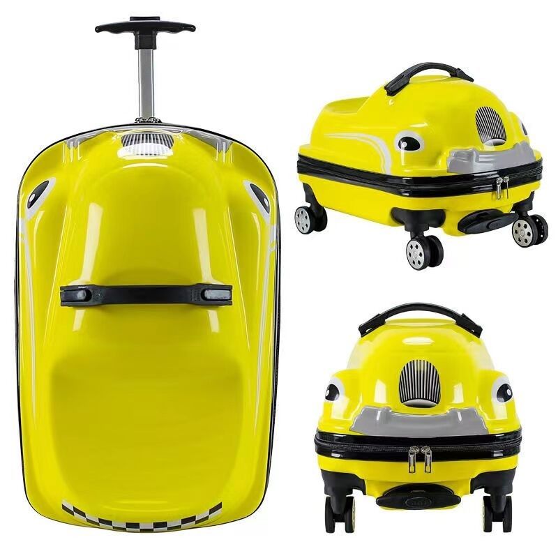 新しいABSPC 子供 旅行 プリントケース トロリ バッグ 学校 バッグ 子供 玩具 トイスト 車 旅行 スーツケース 子供