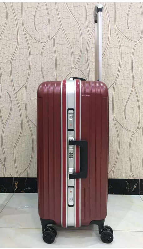 高品質 4 双輪 ハードシェル PC アルミフレーム Tsa ロック 成人 旅行 赤スーツケース 荷物