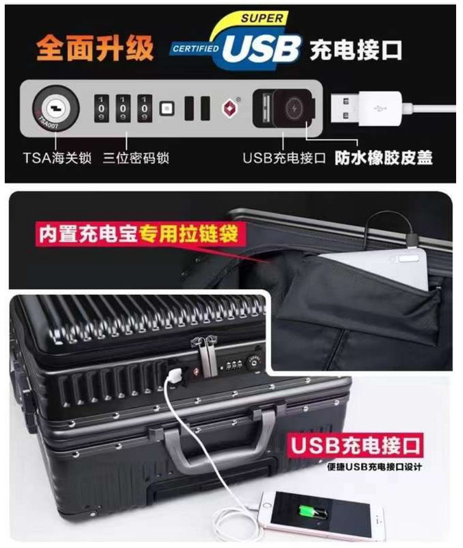TSAロック付き スピナー用荷物用車 黒,深緑,赤,20インチ,PCハードサイドスーツケース フロントポック